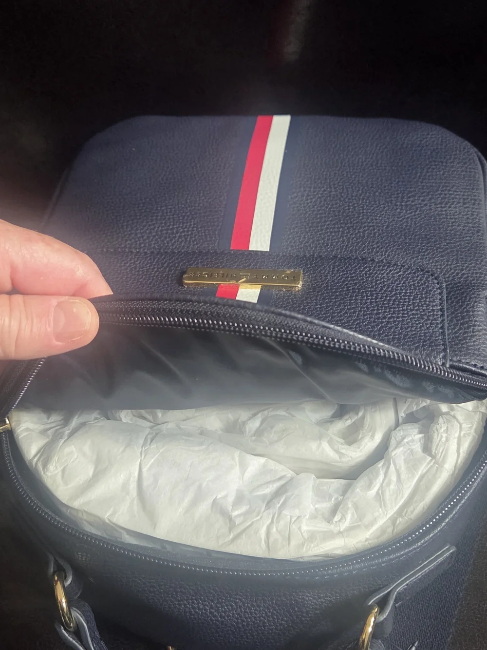 Tommy Hilfiger Navy Mini Backpack with Signature Stripe Bag Purse New With Tags